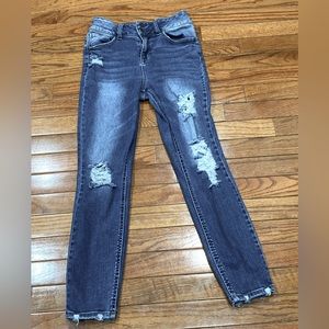 Vanilla Star high rise skinny distressed torn jeans.